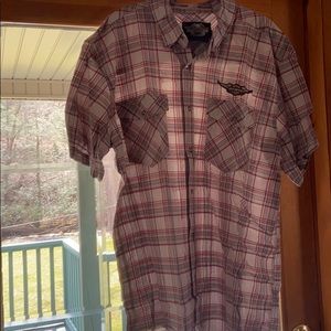 Harley Davidson Short Sleeve Plaid Snap Up